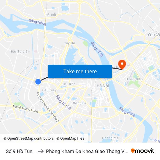 Số 9 Hồ Tùng Mậu to Phòng Khám Đa Khoa Giao Thông Vận Tải Gia Lâm map