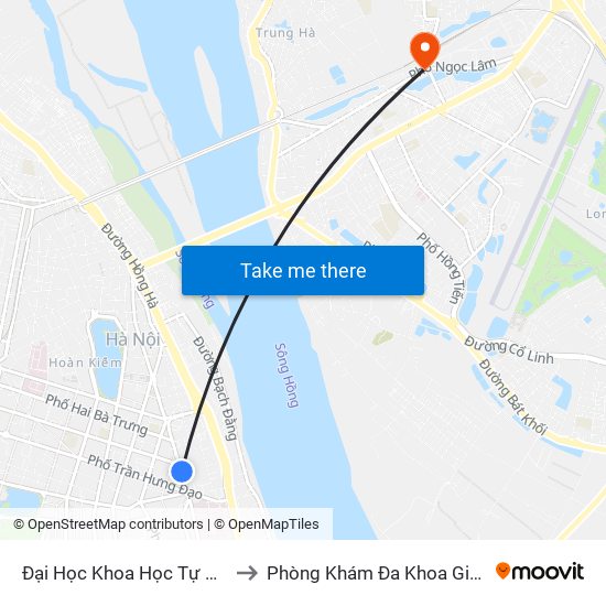 Đại Học Khoa Học Tự Nhiên - 19 Lê Thánh Tông to Phòng Khám Đa Khoa Giao Thông Vận Tải Gia Lâm map