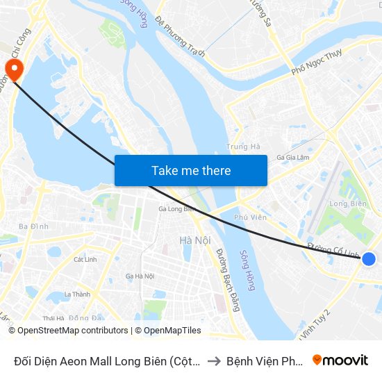 Đối Diện Aeon Mall Long Biên (Cột Điện T4a/2a-B Đường Cổ Linh) to Bệnh Viện Phụ Sản Thiên An map