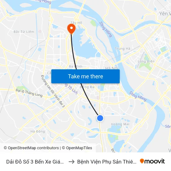 Dải Đỗ Số 3 Bến Xe Giáp Bát to Bệnh Viện Phụ Sản Thiên An map