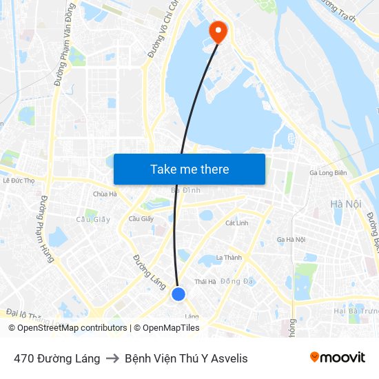 470 Đường Láng to Bệnh Viện Thú Y Asvelis map