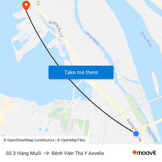 Số 3 Hàng Muối to Bệnh Viện Thú Y Asvelis map