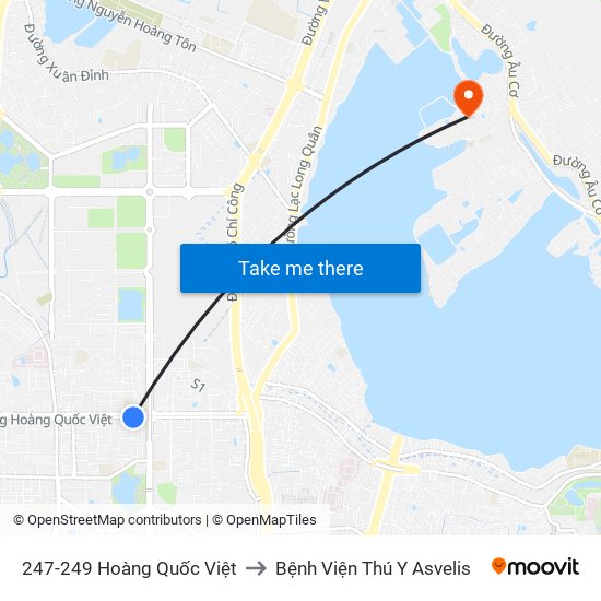 247-249 Hoàng Quốc Việt to Bệnh Viện Thú Y Asvelis map