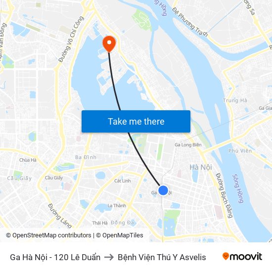 Ga Hà Nội - 120 Lê Duẩn to Bệnh Viện Thú Y Asvelis map