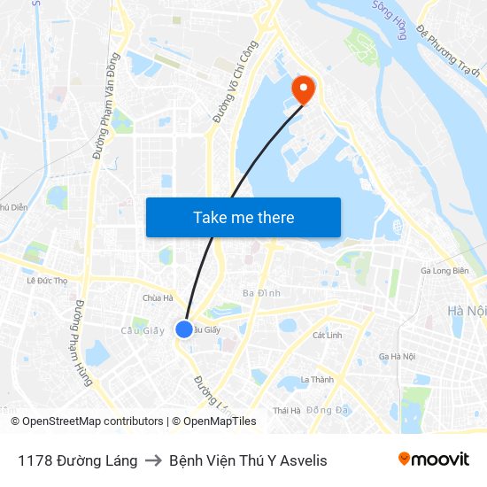 1178 Đường Láng to Bệnh Viện Thú Y Asvelis map