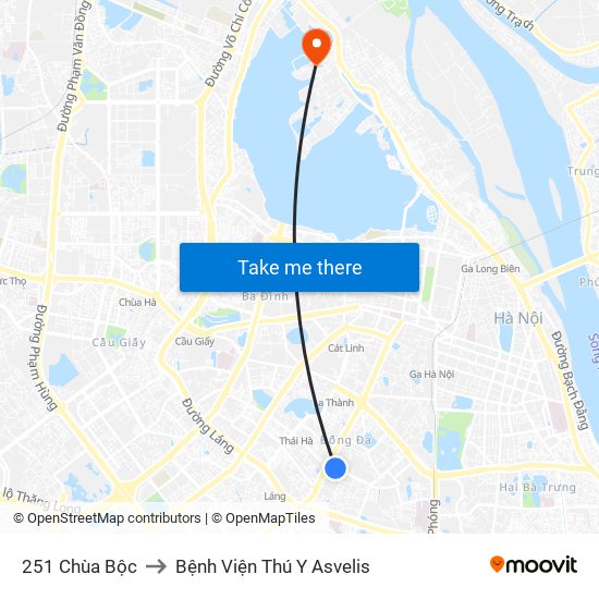 251 Chùa Bộc to Bệnh Viện Thú Y Asvelis map