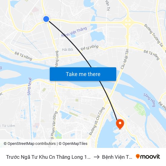 Trước Ngã Tư Khu Cn Thăng Long 100m (Chiều Nội Bài - Hà Nội) to Bệnh Viện Thú Y Asvelis map