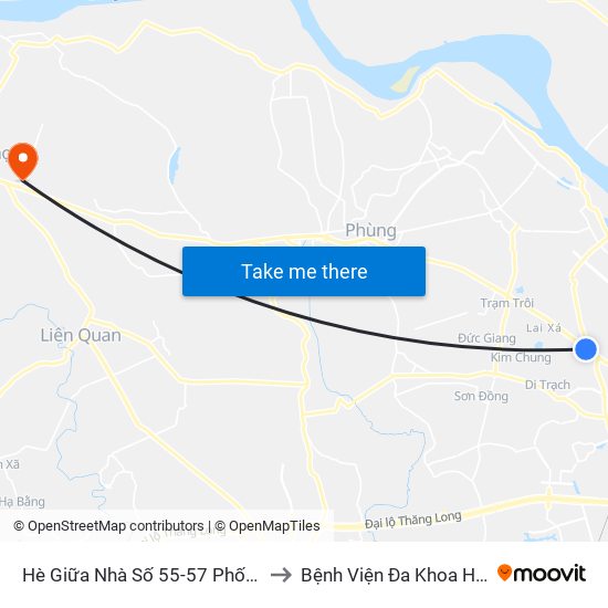 Hè Giữa Nhà Số 55-57 Phố Nhổn to Bệnh Viện Đa Khoa Huyện map