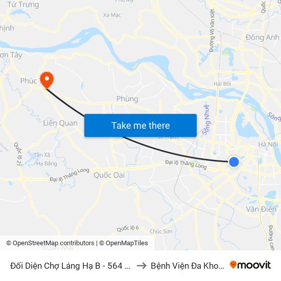 Đối Diện Chợ Láng Hạ B - 564 Đường Láng to Bệnh Viện Đa Khoa Huyện map