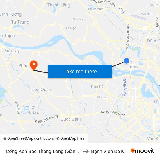 Cổng Kcn Bắc Thăng Long (Gần Cầu Vượt Bộ Hành) to Bệnh Viện Đa Khoa Huyện map