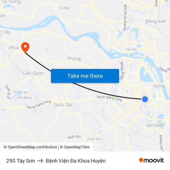 290 Tây Sơn to Bệnh Viện Đa Khoa Huyện map