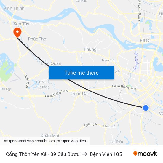 Cổng Thôn Yên Xá - 89 Cầu Bươu to Bệnh Viện 105 map