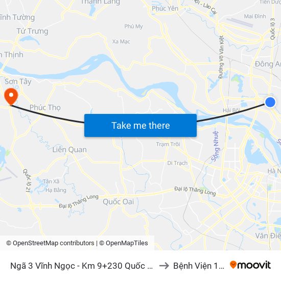 Ngã 3 Vĩnh Ngọc - Km 9+230 Quốc Lộ 3 to Bệnh Viện 105 map