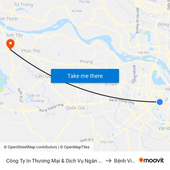 Số 10 Chùa Bộc - Học Viện Ngân Hàng to Bệnh Viện 105 map