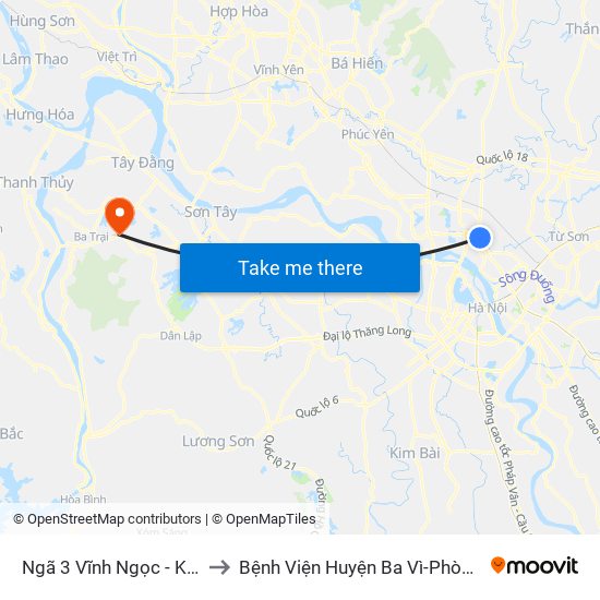 Ngã 3 Vĩnh Ngọc - Km 9+230 Quốc Lộ 3 to Bệnh Viện Huyện Ba Vì-Phòng Khám Đa Khoa-Cấp Cứu map