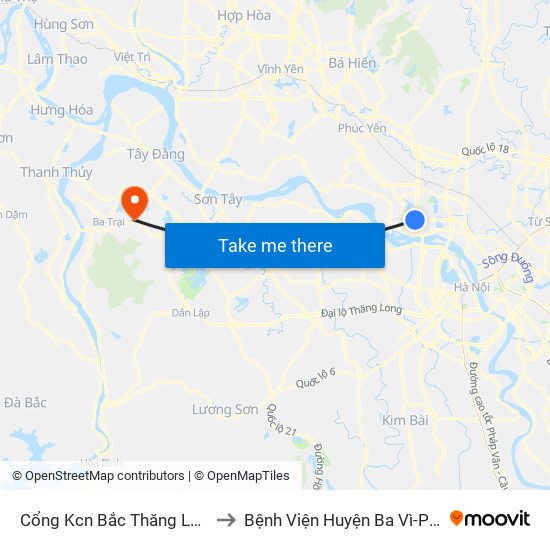 Cổng Kcn Bắc Thăng Long (Gần Cầu Vượt Bộ Hành) to Bệnh Viện Huyện Ba Vì-Phòng Khám Đa Khoa-Cấp Cứu map