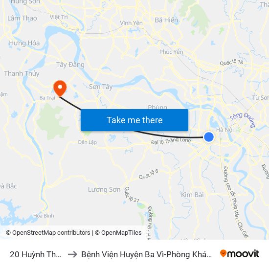 20 Huỳnh Thúc Kháng to Bệnh Viện Huyện Ba Vì-Phòng Khám Đa Khoa-Cấp Cứu map