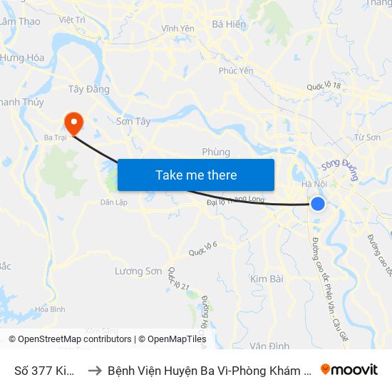 Số 377 Kim Ngưu to Bệnh Viện Huyện Ba Vì-Phòng Khám Đa Khoa-Cấp Cứu map