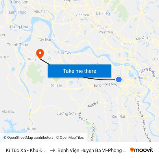 Kí Túc Xá - Khu Đô Thị Mỹ Đình II to Bệnh Viện Huyện Ba Vì-Phòng Khám Đa Khoa-Cấp Cứu map