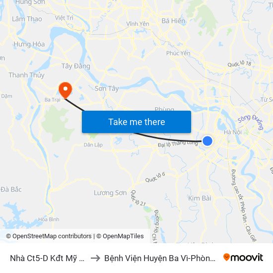 Nhà Ct5-D Kđt Mỹ Đình - Phạm Hùng to Bệnh Viện Huyện Ba Vì-Phòng Khám Đa Khoa-Cấp Cứu map