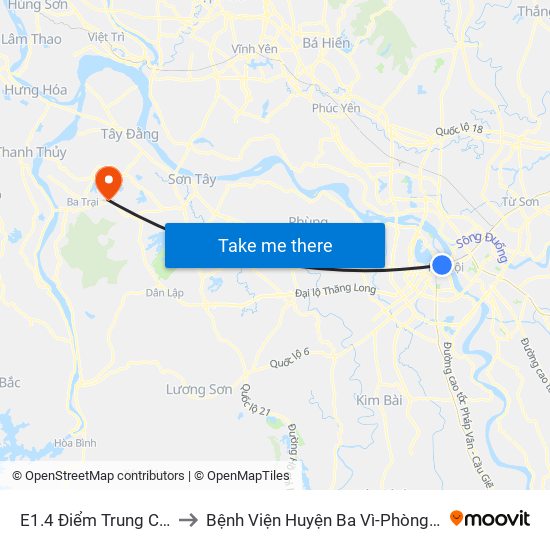 E1.4 Điểm Trung Chuyển Long Biên to Bệnh Viện Huyện Ba Vì-Phòng Khám Đa Khoa-Cấp Cứu map