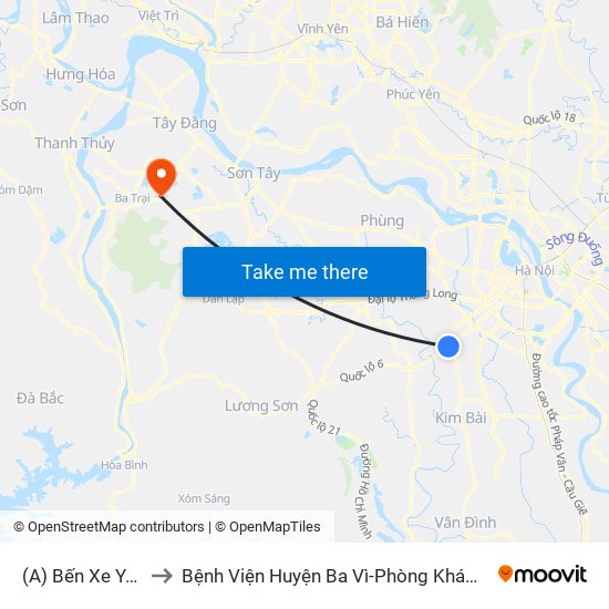 (A) Bến Xe Yên Nghĩa to Bệnh Viện Huyện Ba Vì-Phòng Khám Đa Khoa-Cấp Cứu map