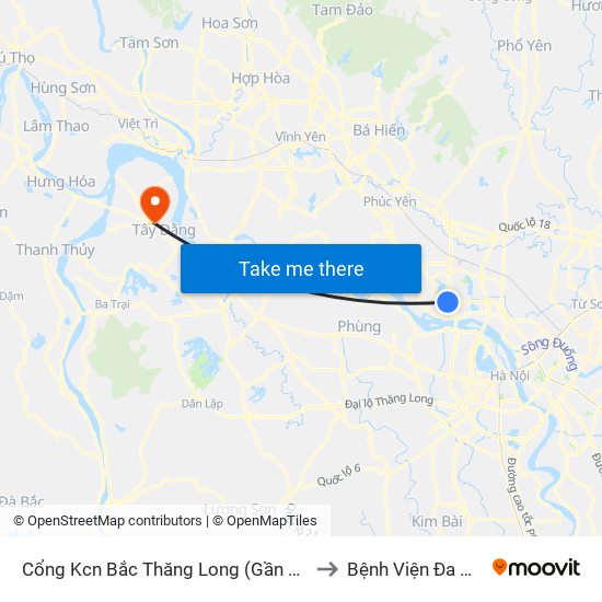 Cổng Kcn Bắc Thăng Long (Gần Cầu Vượt Bộ Hành) to Bệnh Viện Đa Khoa Ba Vì map