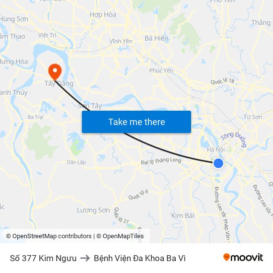 Số 377 Kim Ngưu to Bệnh Viện Đa Khoa Ba Vì map