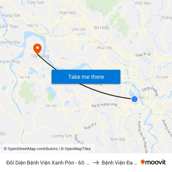 Đối Diện Bệnh Viện Xanh Pôn - 60 Trần Phú (Bộ Tư Pháp) to Bệnh Viện Đa Khoa Ba Vì map