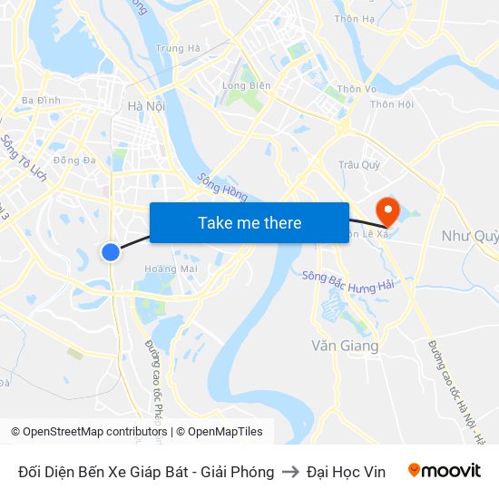 Đối Diện Bến Xe Giáp Bát - Giải Phóng to Đại Học Vin map