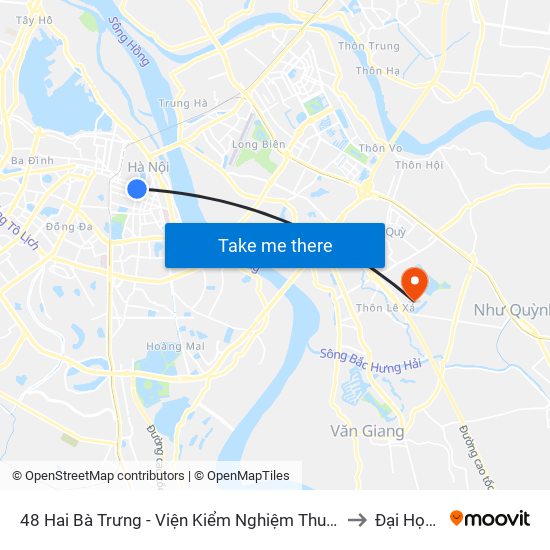 48 Hai Bà Trưng - Viện Kiểm Nghiệm Thuốc Trung Ương to Đại Học Vin map