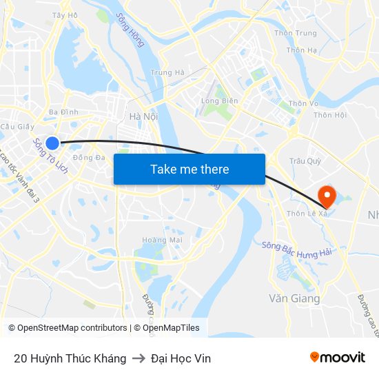 20 Huỳnh Thúc Kháng to Đại Học Vin map
