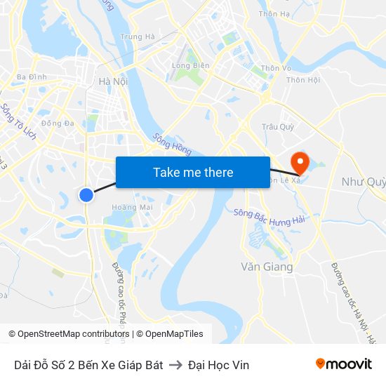 Dải Đỗ Số 2 Bến Xe Giáp Bát to Đại Học Vin map