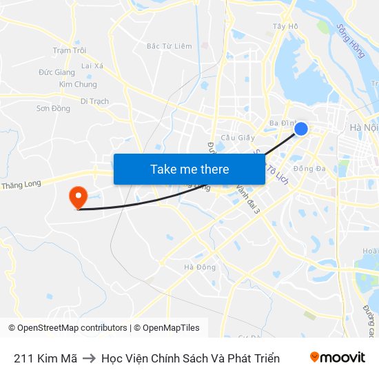 211 Kim Mã to Học Viện Chính Sách Và Phát Triển map