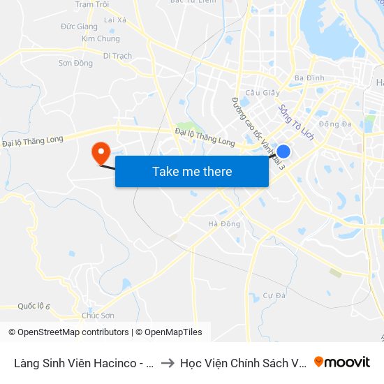 Làng Sinh Viên Hacinco - Nguyễn Tuân to Học Viện Chính Sách Và Phát Triển map