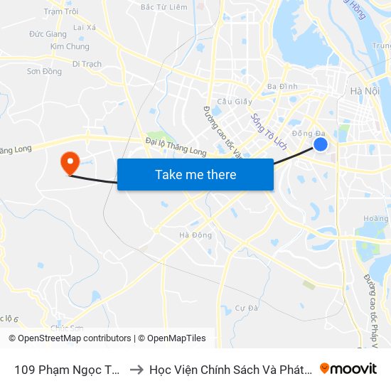 109 Phạm Ngọc Thạch to Học Viện Chính Sách Và Phát Triển map