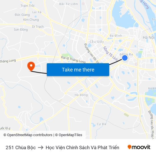 251 Chùa Bộc to Học Viện Chính Sách Và Phát Triển map