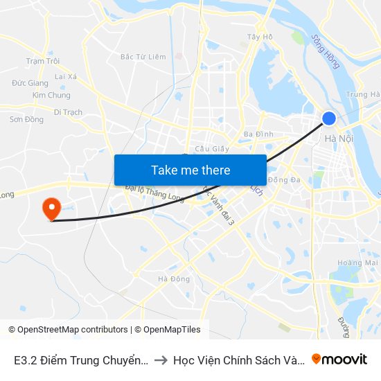 E3.2 Điểm Trung Chuyển Long Biên to Học Viện Chính Sách Và Phát Triển map