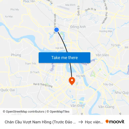 Chân Cầu Vượt Nam Hồng (Trước Đảo Tròn Phía Đông Anh 50m) - Đường 23b to Học viện Ngân hàng map