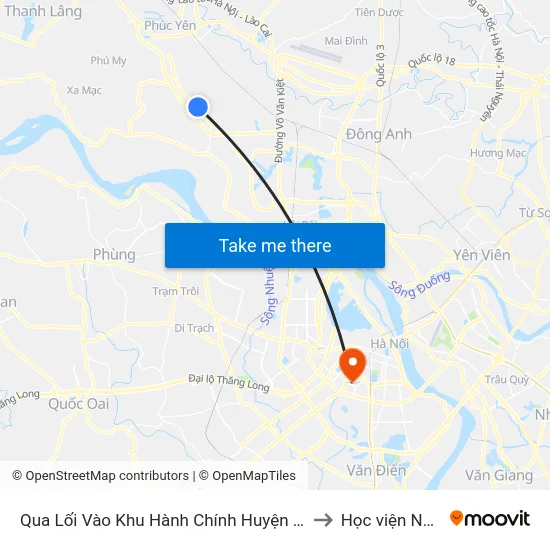 Qua Lối Vào Khu Hành Chính Huyện Mê Linh 100m - Ql23 to Học viện Ngân hàng map