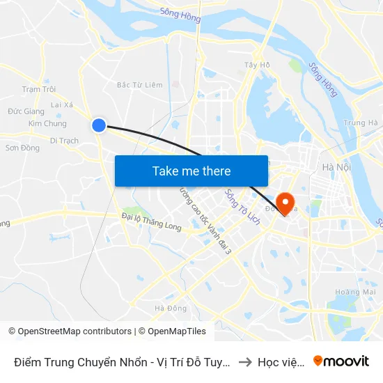 Điểm Trung Chuyển Nhổn - Vị Trí Đỗ Tuyến 20, 29, 32 (Chiều Sơn Tây - Hà Nội)- Đường 32 to Học viện Ngân hàng map