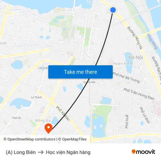 (A) Long Biên to Học viện Ngân hàng map
