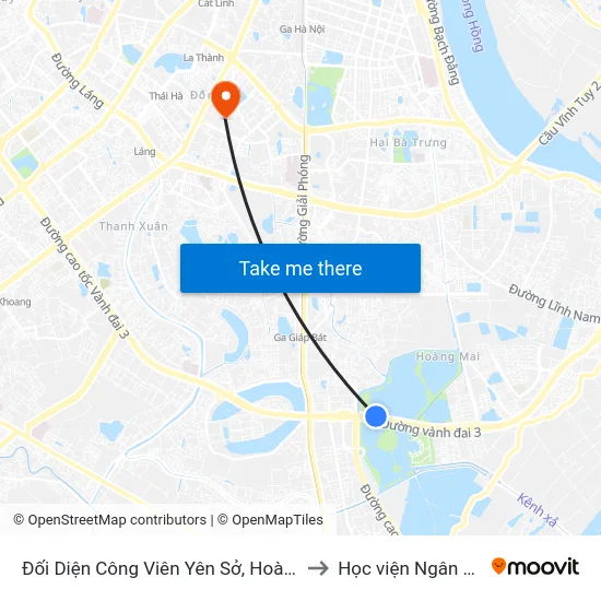Đối Diện Công Viên Yên Sở, Hoàng Mai to Học viện Ngân hàng map