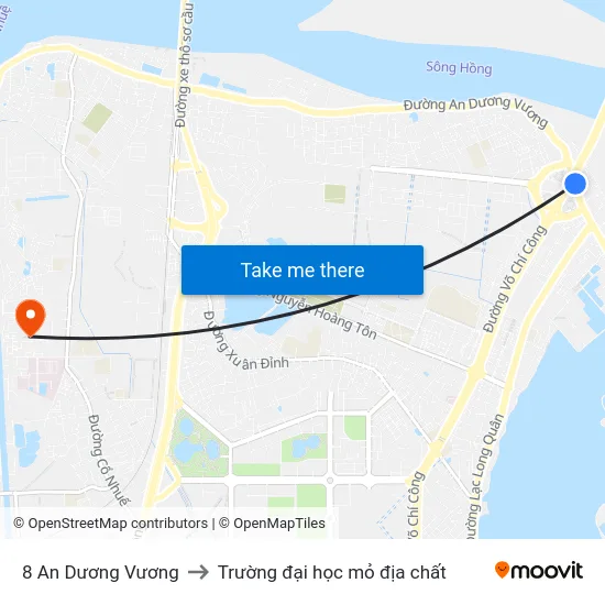 8 An Dương Vương to Trường đại học mỏ địa chất map