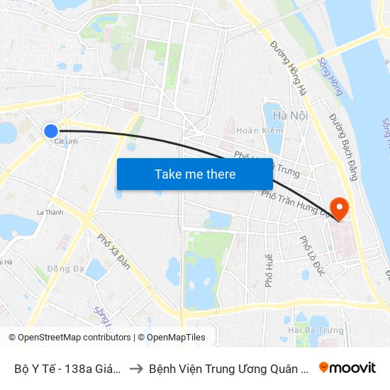 Bộ Y Tế - 138a Giảng Võ to Bệnh Viện Trung Ương Quân Đội 108 map