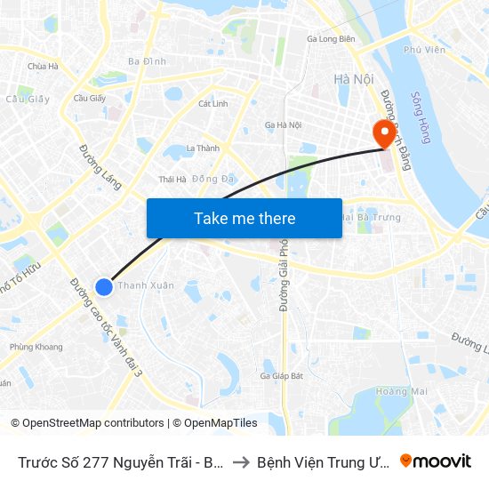 Trước Số 277 Nguyễn Trãi - Bách Hóa Giày Thượng Đình to Bệnh Viện Trung Ương Quân Đội 108 map