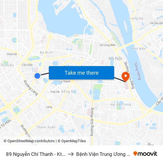 89 Nguyễn Chí Thanh - Ktx Đại Học Luật to Bệnh Viện Trung Ương Quân Đội 108 map