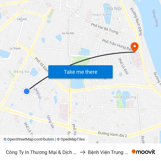 Số 10 Chùa Bộc - Học Viện Ngân Hàng to Bệnh Viện Trung Ương Quân Đội 108 map