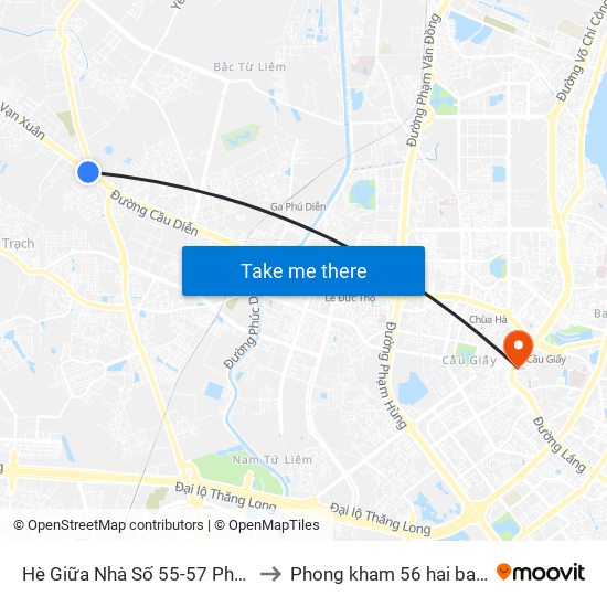 Hè Giữa Nhà Số 55-57 Phố Nhổn to Phong kham 56 hai ba trung map