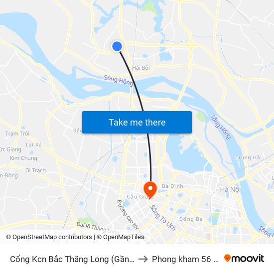 Cổng Kcn Bắc Thăng Long (Gần Cầu Vượt Bộ Hành) to Phong kham 56 hai ba trung map